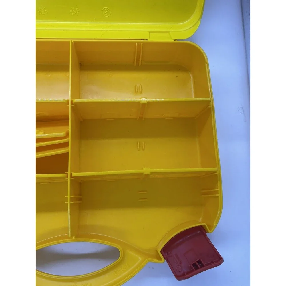 LEGO Yellow And Orange Plastic Carrying Case With Latches And Dividers 11” X 9”